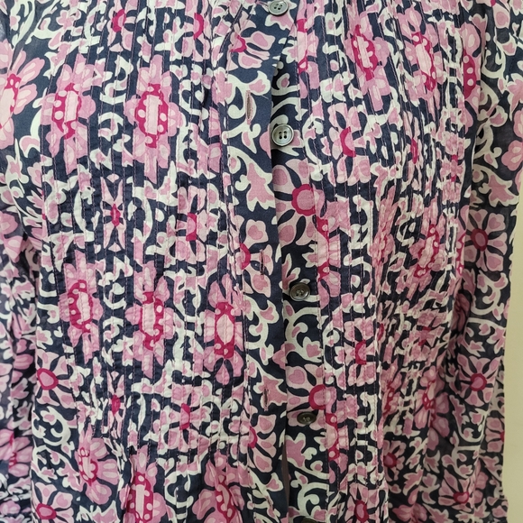 Lafayette 148 New York Pink and Black Floral Long Sleeve Dress - Picture 3 of 6